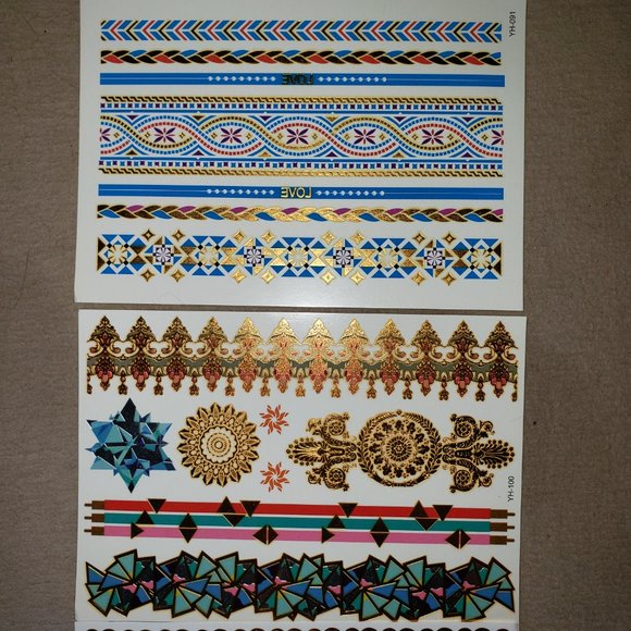 3 sheets Golden Silver Temporary Tattoo - Picture 3 of 16